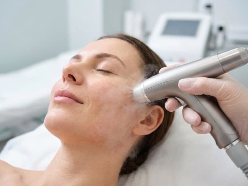 Cryo Facial Therapy: What Is It, Benefits & Expectations - cryo facial treatment 2 Cryo facial treatment cooling the skin