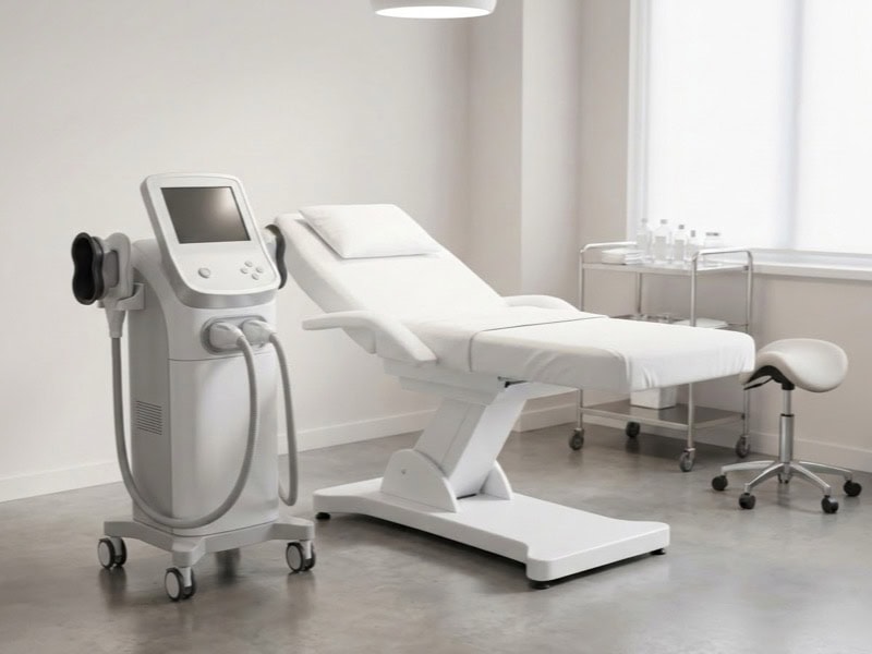 Fat freezing cryolipolysis device in a treatment room